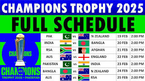 Full Schedule for ICC Champions Trophy 2025